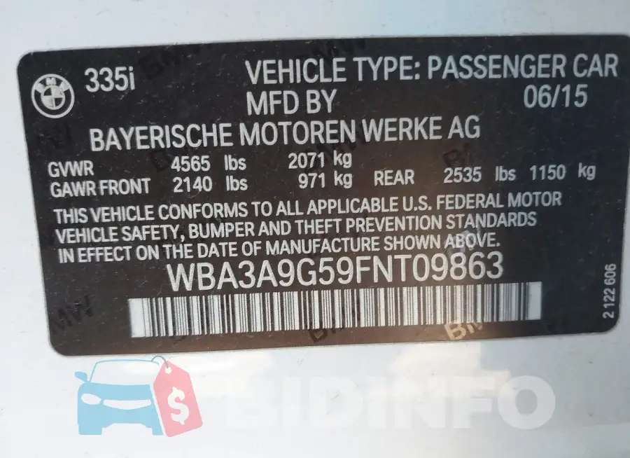 WBA3A9G59FNT09863 Photo# 9