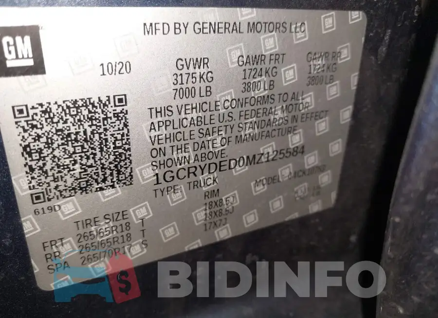 1GCRYDED0MZ125584 Photo# 9