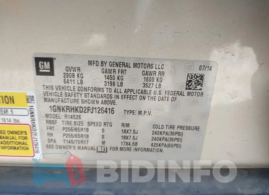 1GNKRHKD2FJ126416 Photo# 9