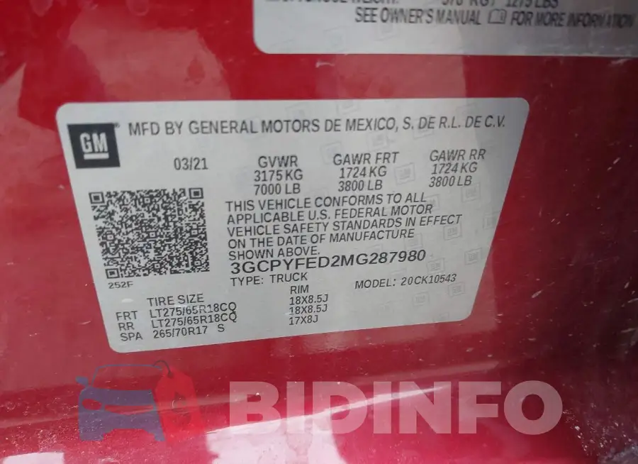 3GCPYFED2MG287980 Photo# 9