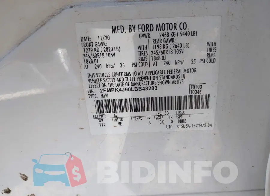 2FMPK4J90LBB43283 Photo# 9