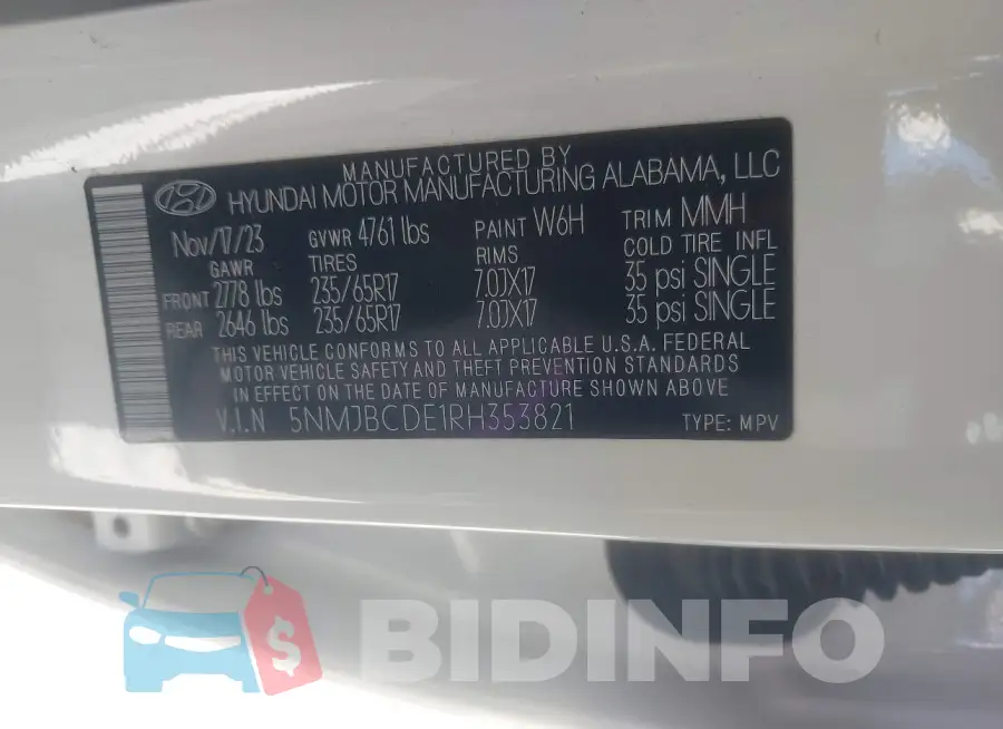 5NMJBCDE1RH353821 Photo# 9