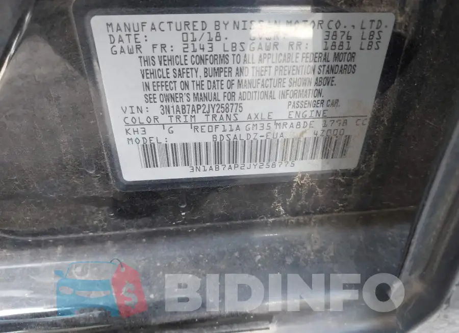 3N1AB7AP2JY258775 Photo# 9