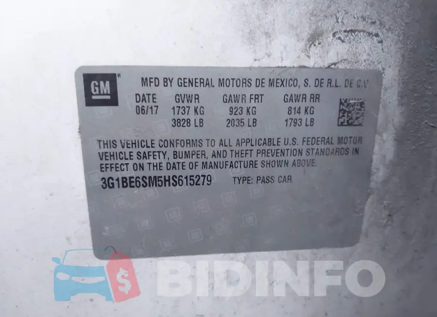 3G1BE6SM5HS615279 Photo# 9