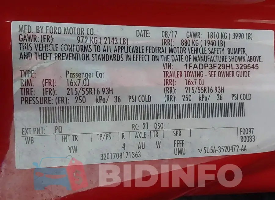 1FADP3F29HL329545 Photo# 9