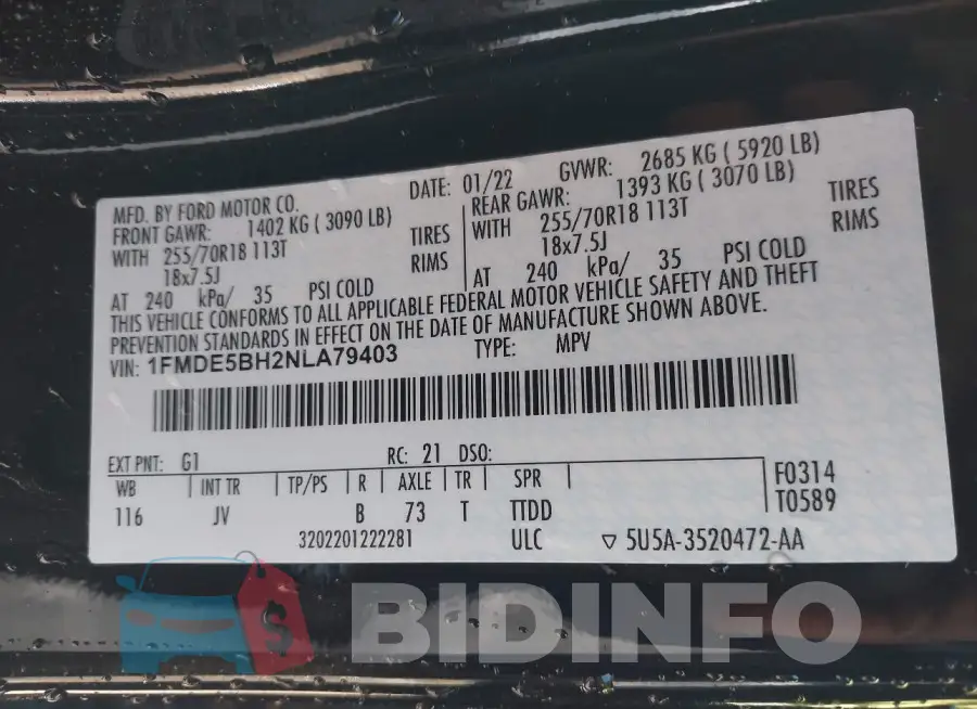 1FMDE5BH2NLA79403 Photo# 9