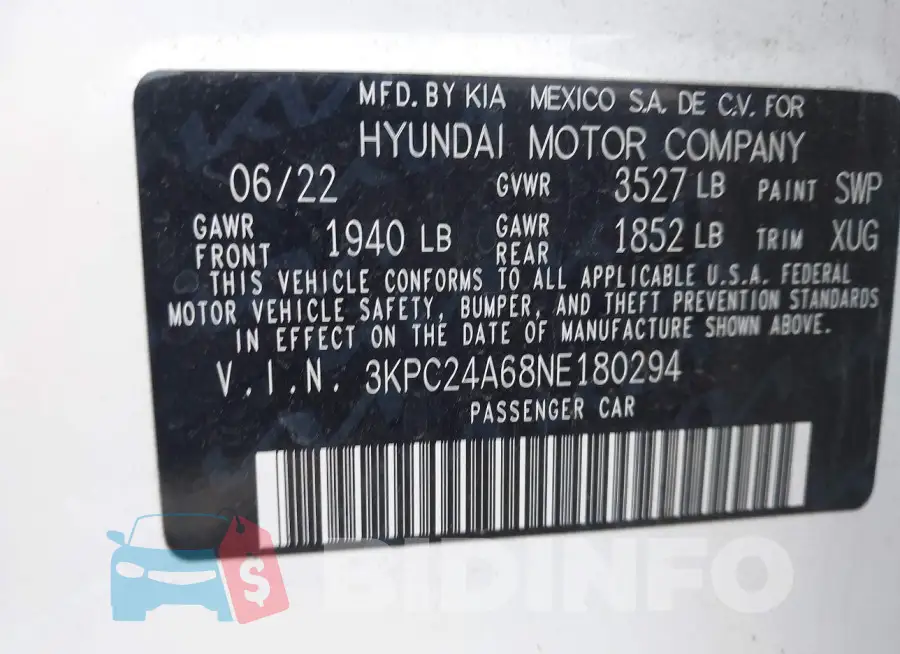 3KPC24A68NE180294 Photo# 9