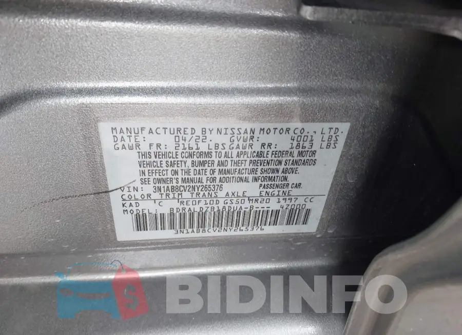 3N1AB8CV2NY265376 Photo# 9