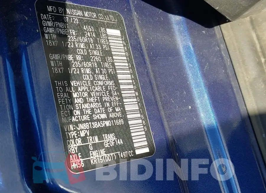 JN8BT3BA5PW011689 Photo# 9