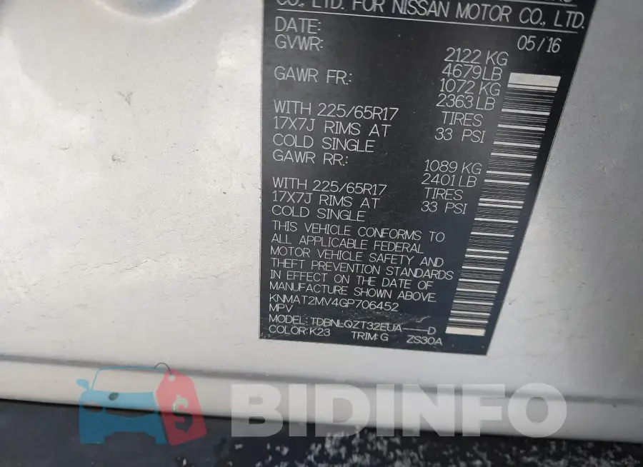 KNMAT2MV4GP706452 Photo# 9