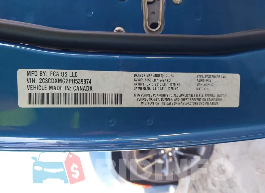2C3CDXMG2PH539974 Photo# 9