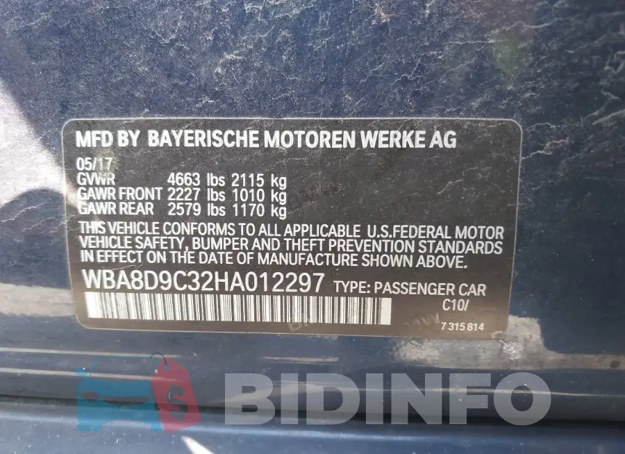 WBA8D9C32HA012297 Photo# 9