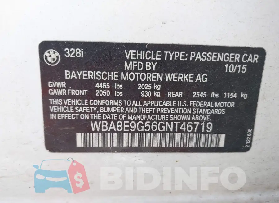 WBA8E9G56GNT46719 Photo# 9
