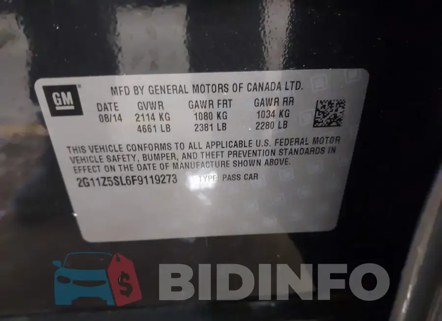 2G11Z5SL6F9119273 Photo# 9