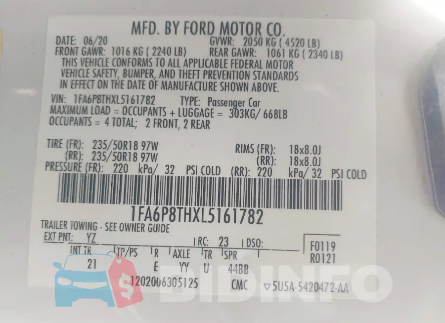1FA6P8THXL5161782 Photo# 9