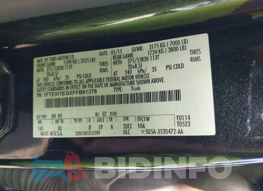 1FTEW1EGXFFB61378 Photo# 9