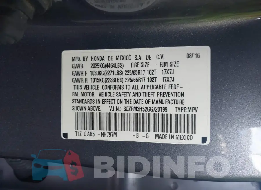 3CZRM3H52GG720199 Photo# 9