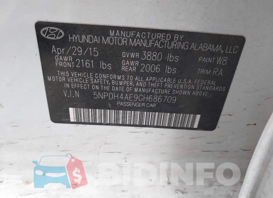 5NPDH4AE9GH686709 Photo# 9