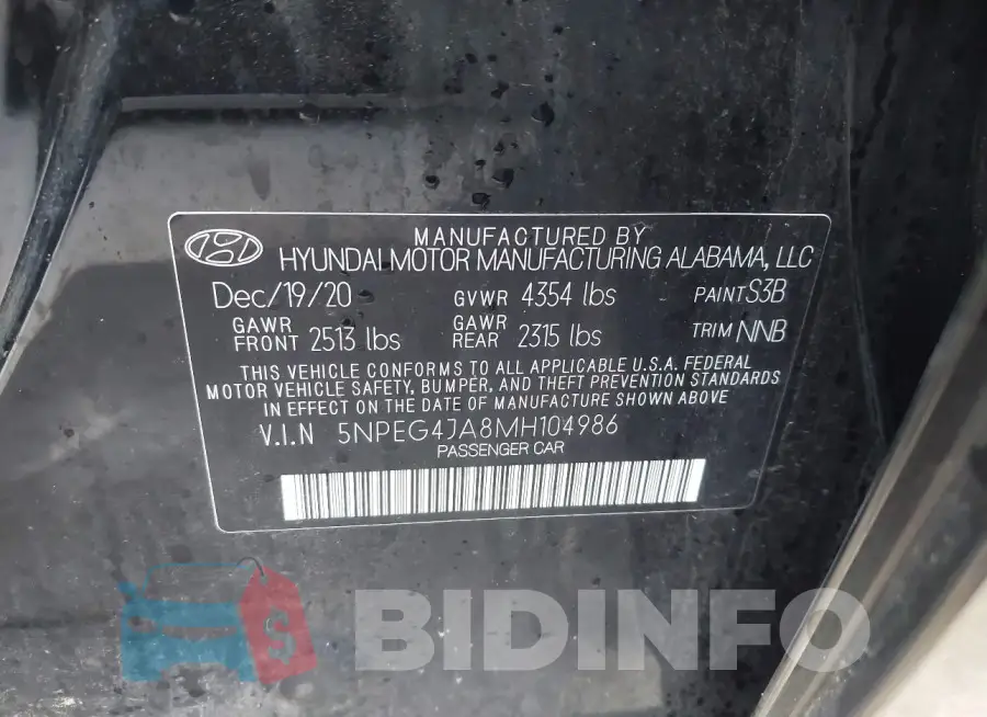 5NPEG4JA8MH104986 Photo# 9