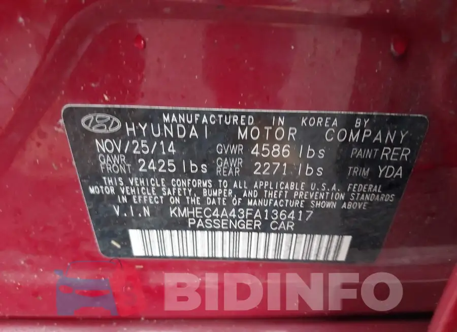 KMHEC4A43FA136417 Photo# 9