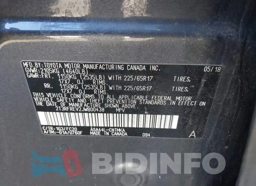 2T3RFREV2JW800438 Photo# 9
