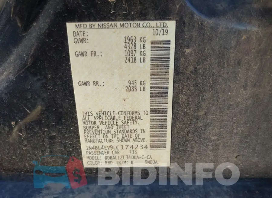1N4BL4EV9LC174234 Photo# 9