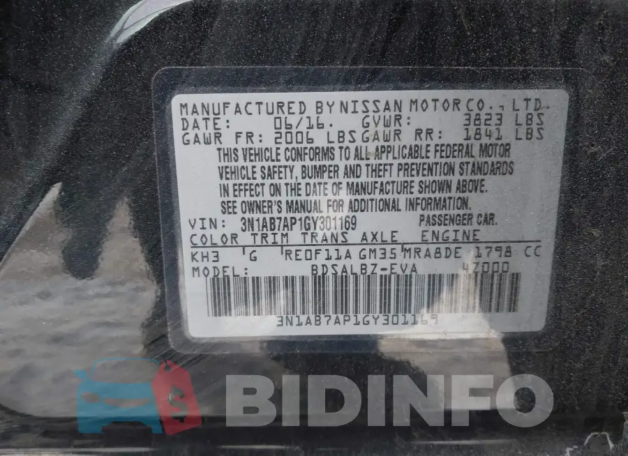 3N1AB7AP1GY301169 Photo# 9