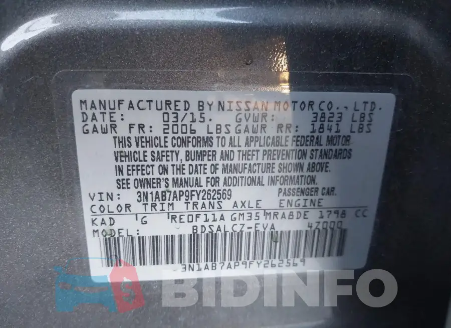 3N1AB7AP9FY262569 Photo# 9
