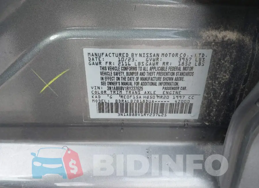 3N1AB8BV1RY237625 Photo# 9