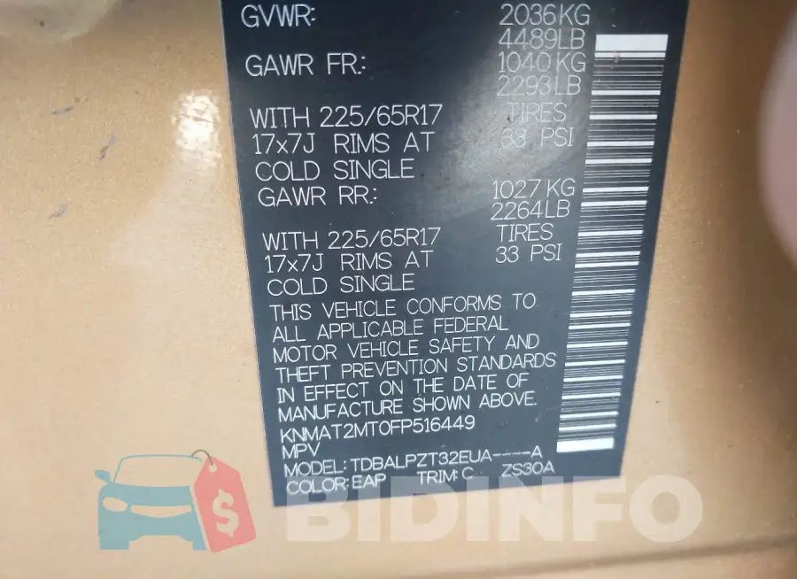 KNMAT2MT0FP516449 Photo# 9