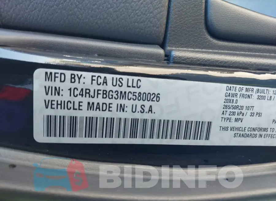1C4RJFBG3MC580026 Photo# 9