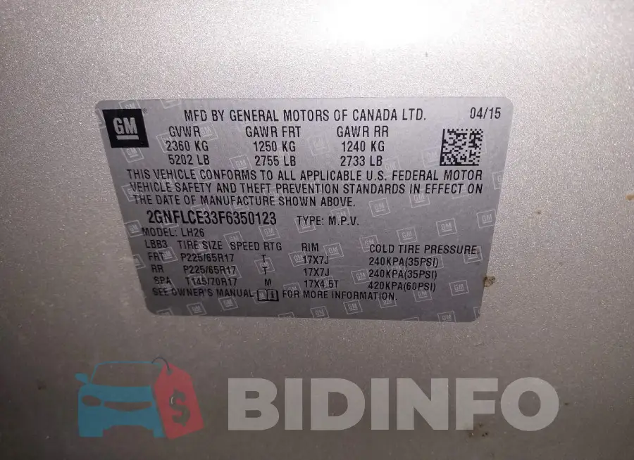 2GNFLCE33F6350123 Photo# 9