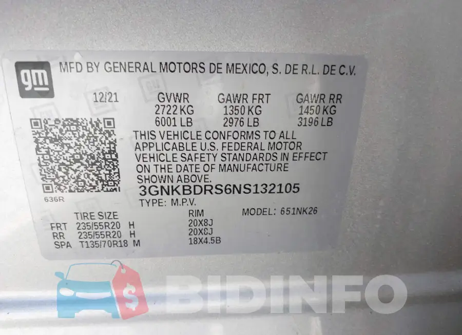 3GNKBDRS6NS132105 Photo# 9