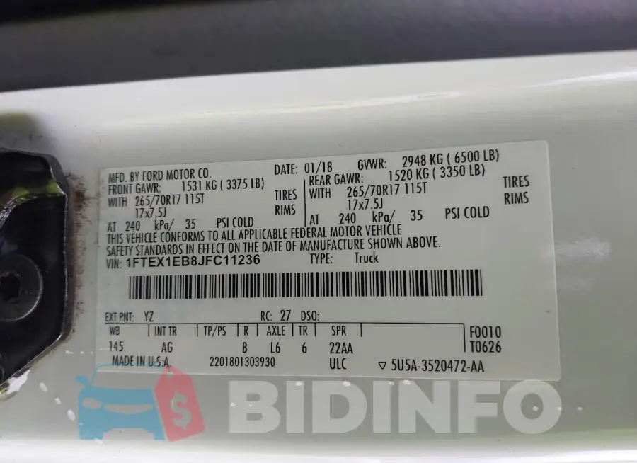 1FTEX1EB8JFC11236 Photo# 9