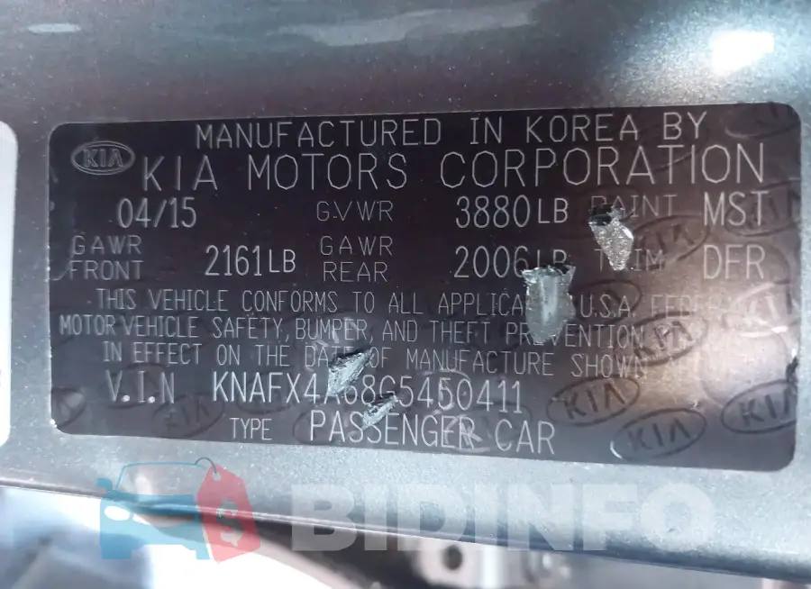 KNAFX4A68G5450411 Photo# 13