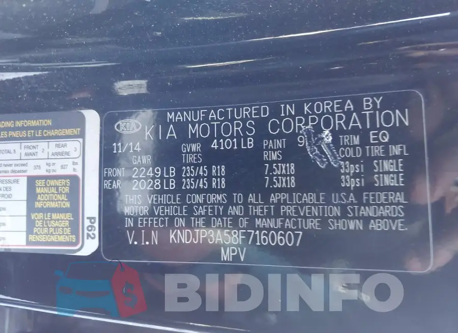KNDJP3A58F7160607 Photo# 9