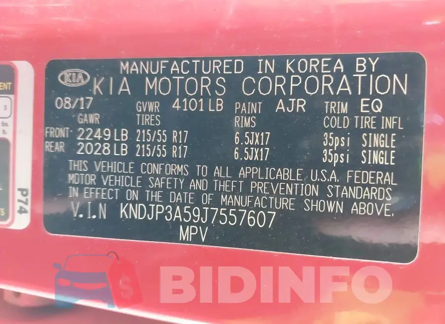 KNDJP3A59J7557607 Photo# 9