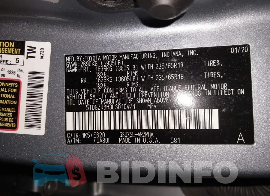 5TDGZRBH3LS010471 Photo# 9
