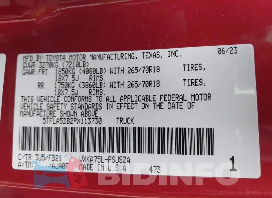 5TFLA5DB2PX113730 Photo# 9