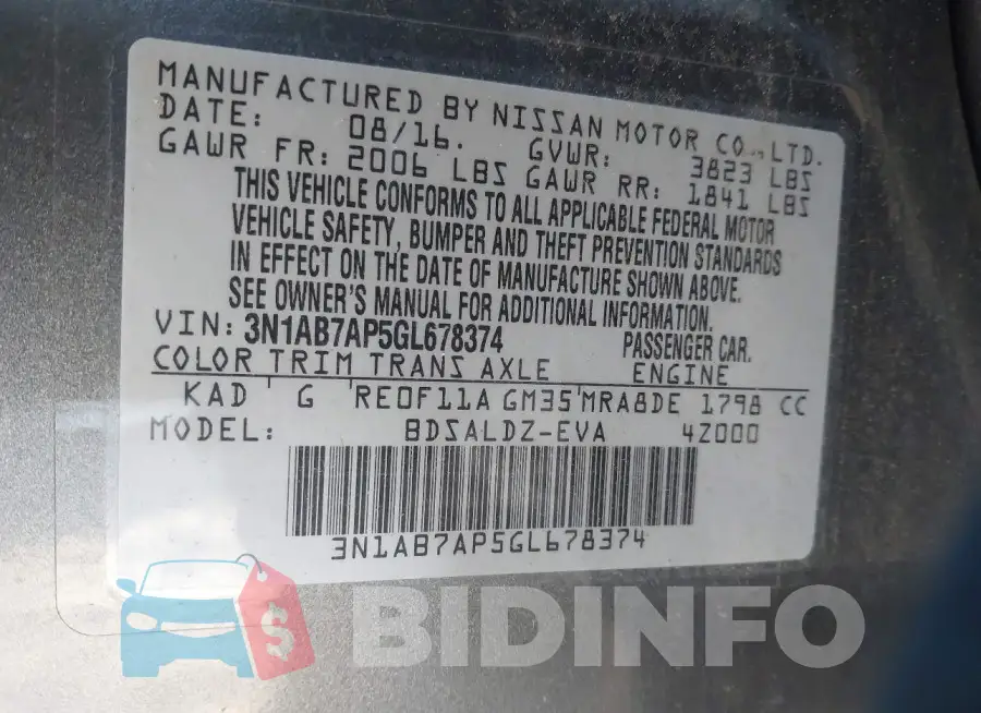 3N1AB7AP5GL678374 Photo# 9