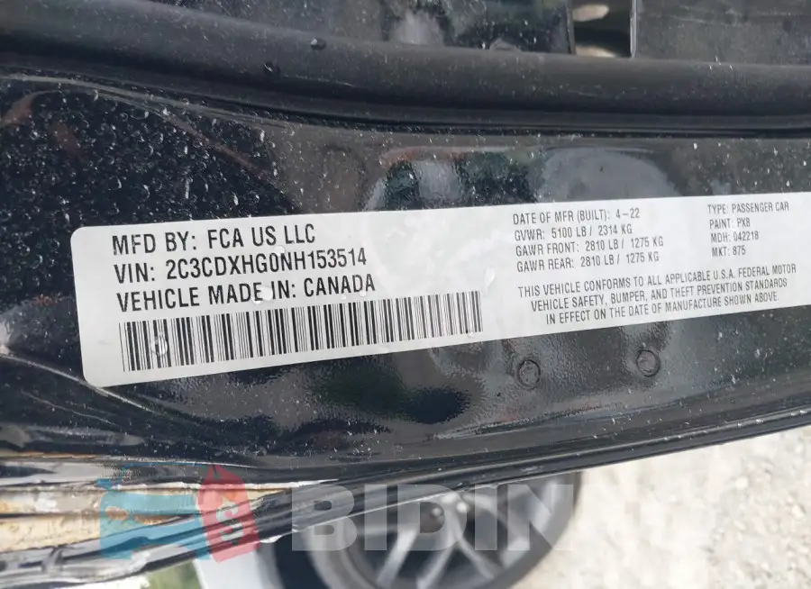 2C3CDXHG0NH153514 Photo# 9