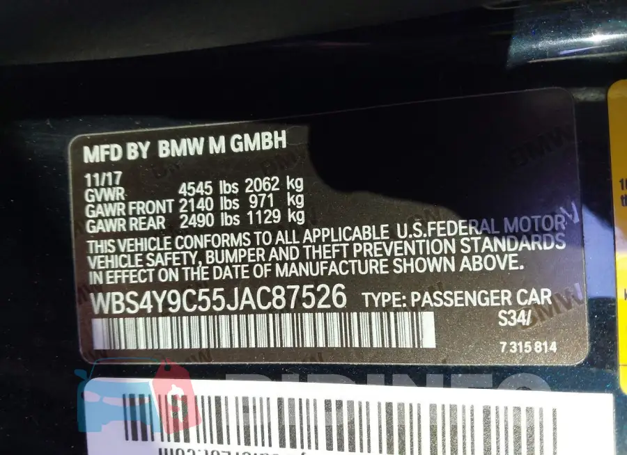 WBS4Y9C55JAC87526 Photo# 9