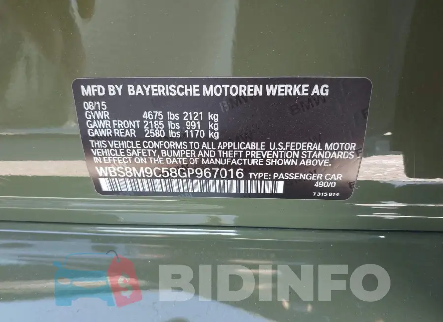 WBS8M9C58GP967016 Photo# 9