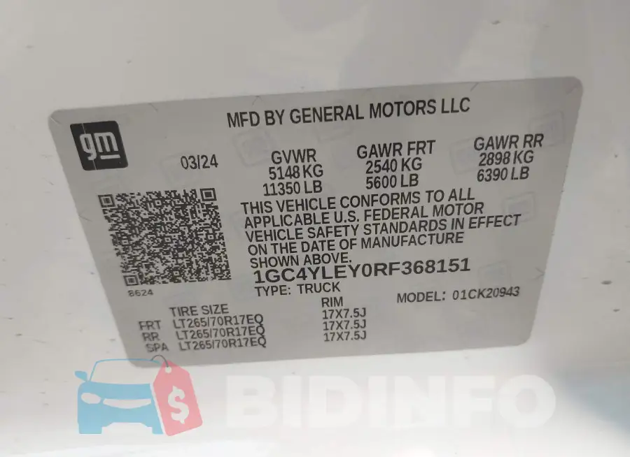 1GC4YLEY0RF368151 Photo# 8