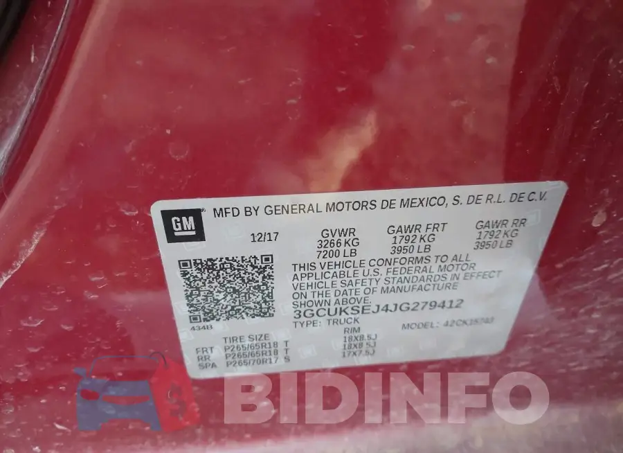 3GCUKSEJ4JG279412 Photo# 9