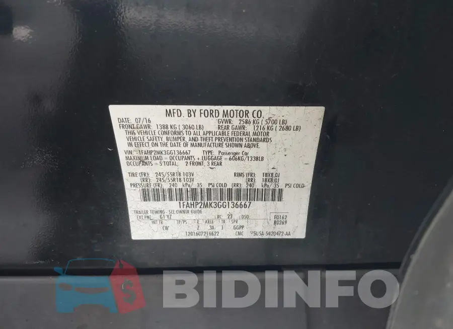 1FAHP2MK3GG136667 Photo# 9