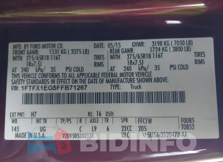 1FTFX1EG5FFB71267 Photo# 9