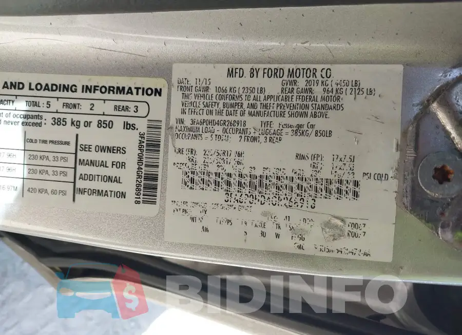 3FA6P0HD4GR268918 Photo# 9