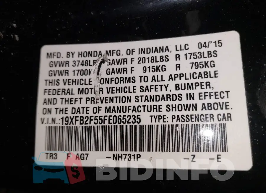19XFB2F55FE065235 Photo# 9