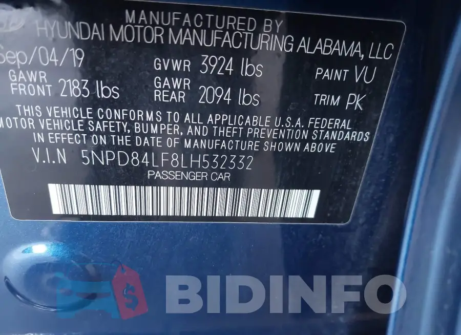 5NPD84LF8LH532332 Photo# 9